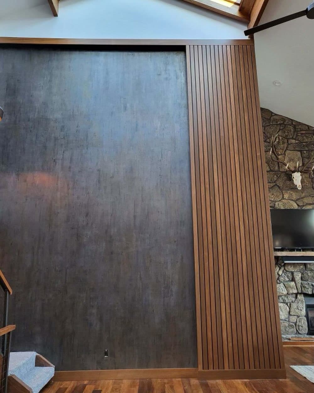 Faux steel feature wall