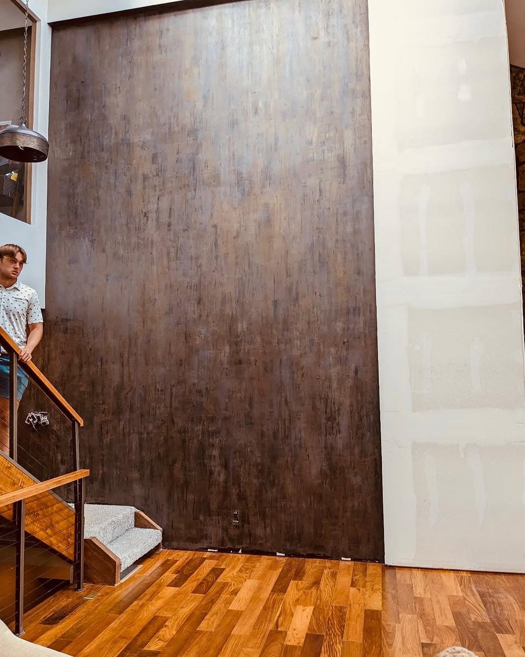 Plaster faux-metal feature wall