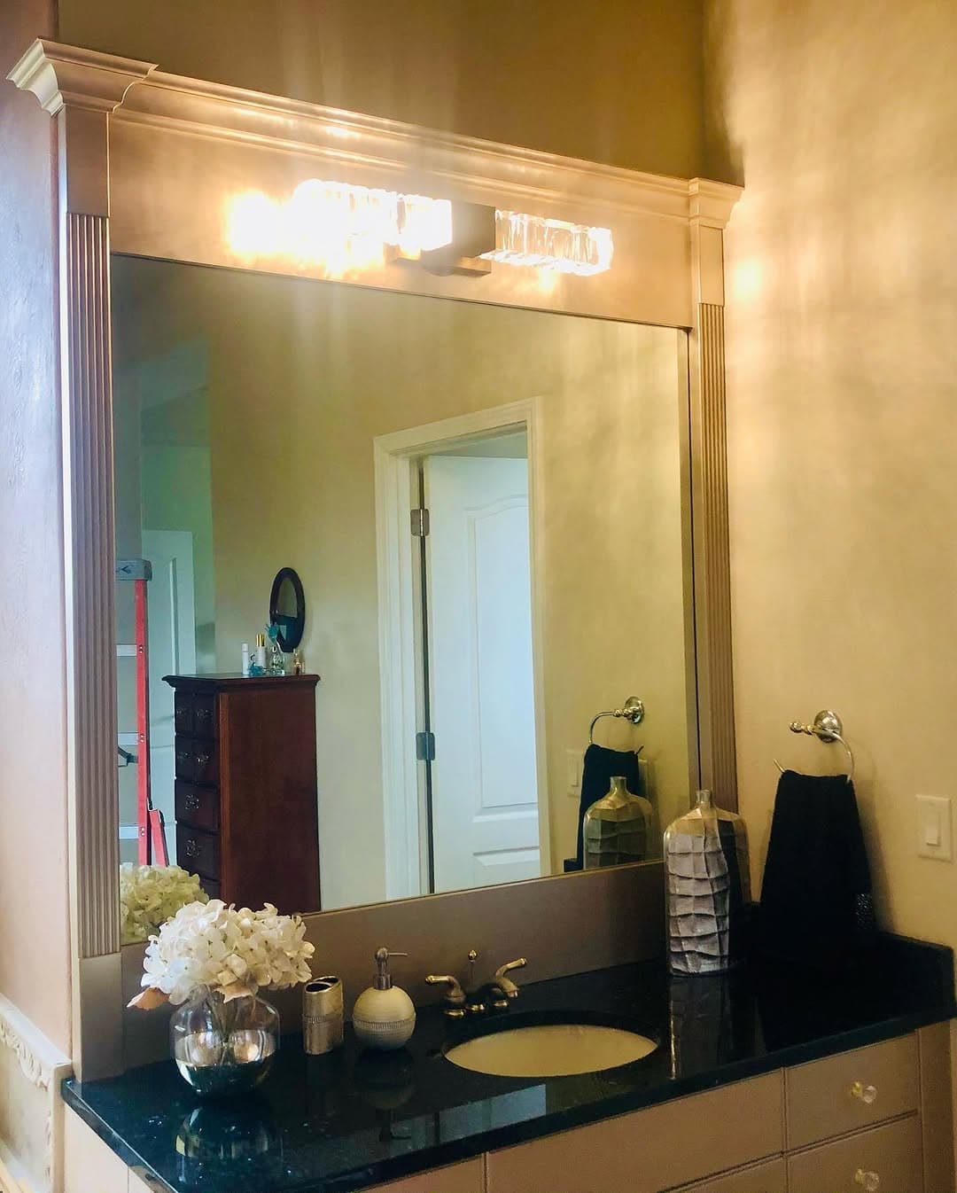 Dark walnut to champagne metallic